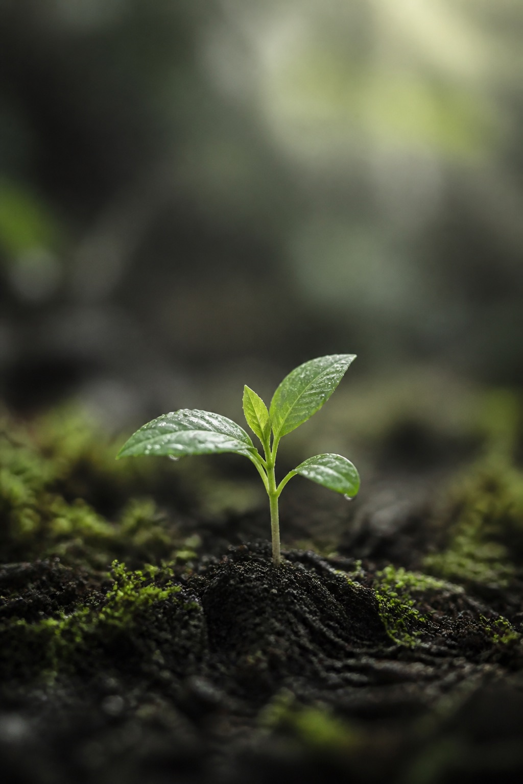 A young plant sprouting from the soil