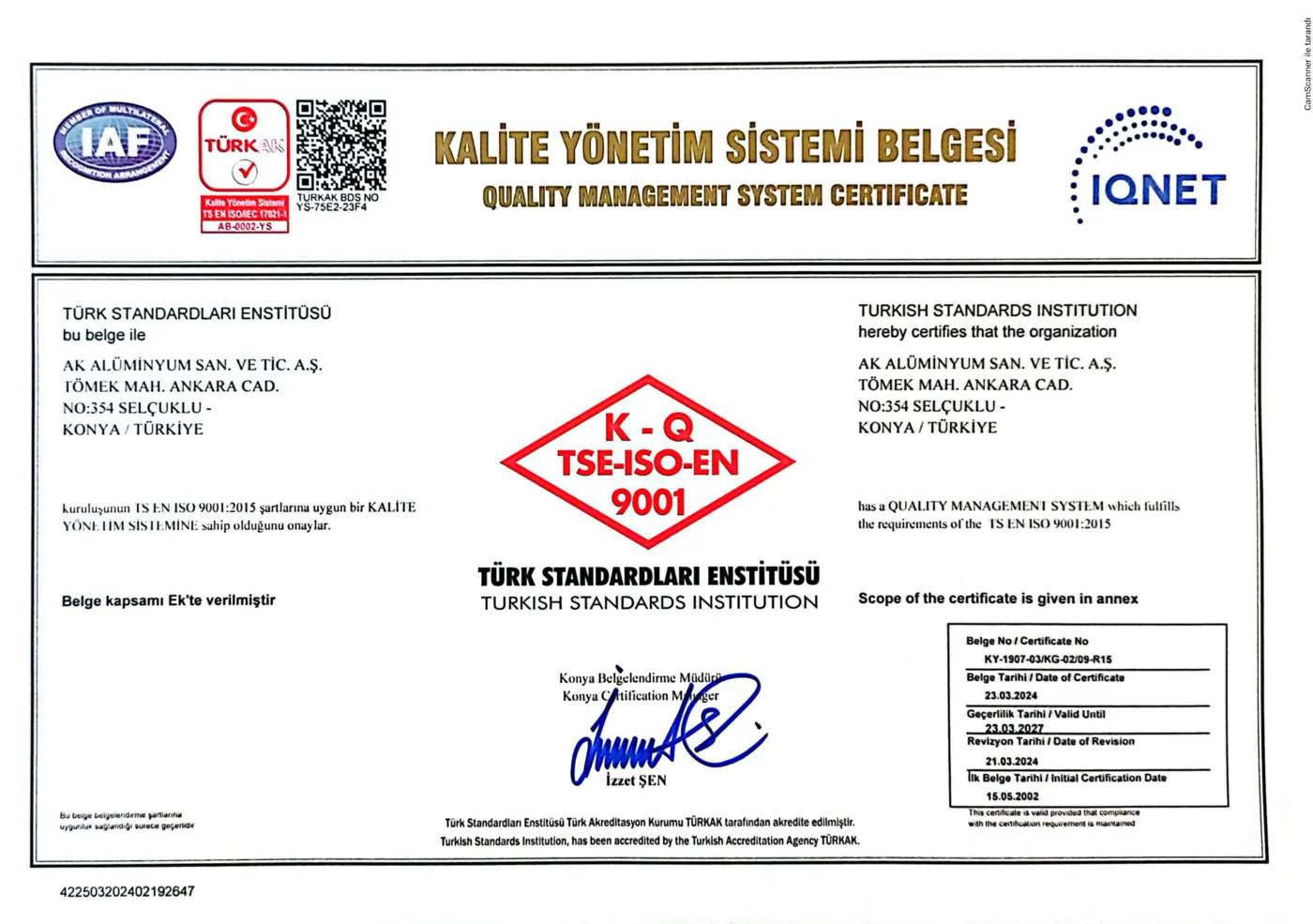 TSE EN ISO 9001